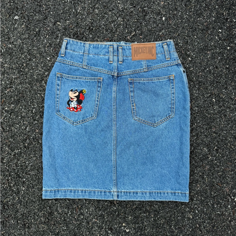 Vintage Embroidered Minnie Mouse Disney Denim Skirt